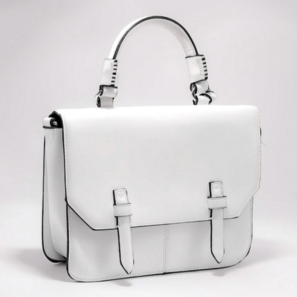 Topshop White Structured Top Handle Crossbody Bag